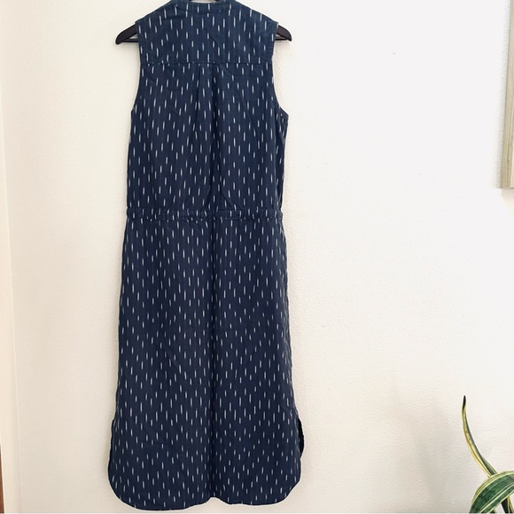 Faherty Saylor Dress Button Up Cotton Midi Midnight IKat Size Medium - Picture 4 of 9